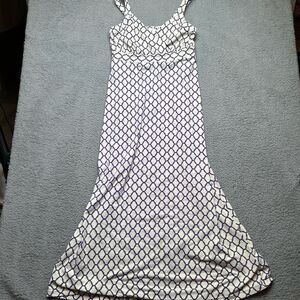 J. McLaughlin purple/cream sleeveless maxi dress geometric print size M Easter